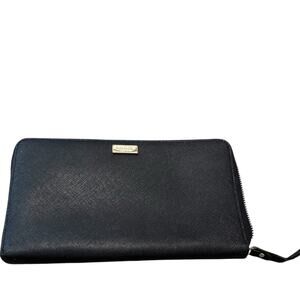 Kate Spade Black Textured Zip Around Wallet Organizer Planner